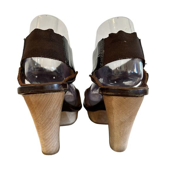 Marni Platform Heels Size 37 EU 7 US Brown‎ Patent Leather Slingback Authentic - Picture 7 of 16